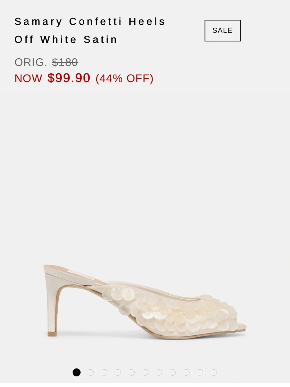 Dolce Vita Samary Confetti Off-White Satin Heels - BRAND NEW